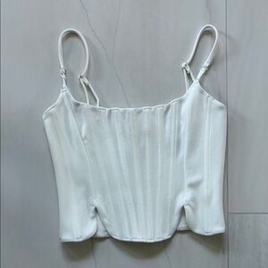 White Women's Top with boning white fox